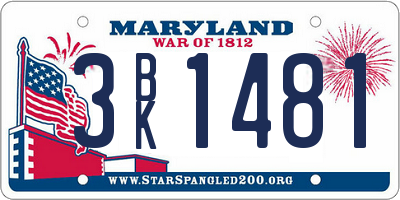 MD license plate 3BK1481