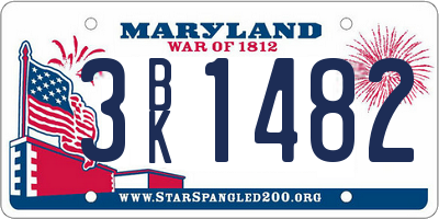 MD license plate 3BK1482