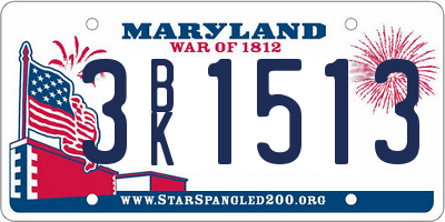 MD license plate 3BK1513