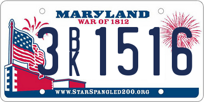MD license plate 3BK1516