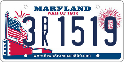 MD license plate 3BK1519