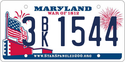 MD license plate 3BK1544