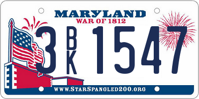 MD license plate 3BK1547