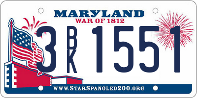 MD license plate 3BK1551