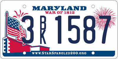 MD license plate 3BK1587