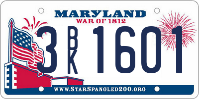 MD license plate 3BK1601