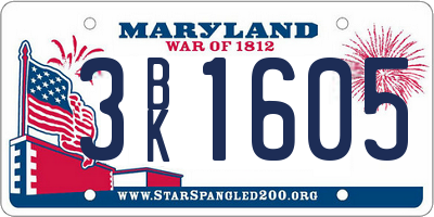MD license plate 3BK1605