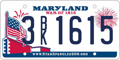 MD license plate 3BK1615