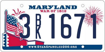 MD license plate 3BK1671