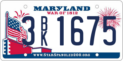 MD license plate 3BK1675