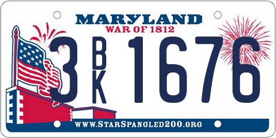 MD license plate 3BK1676