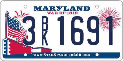 MD license plate 3BK1691