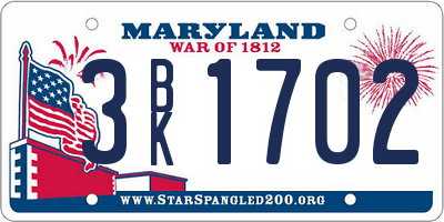 MD license plate 3BK1702