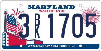 MD license plate 3BK1705