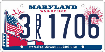 MD license plate 3BK1706
