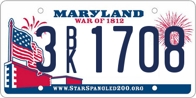 MD license plate 3BK1708