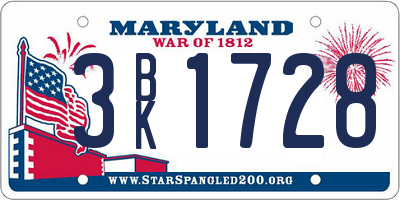MD license plate 3BK1728