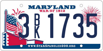 MD license plate 3BK1735