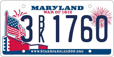 MD license plate 3BK1760