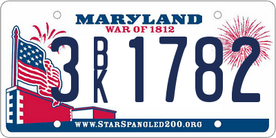 MD license plate 3BK1782