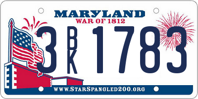 MD license plate 3BK1783