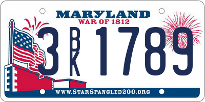 MD license plate 3BK1789