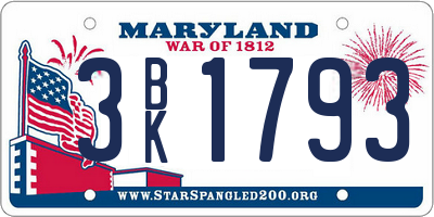 MD license plate 3BK1793