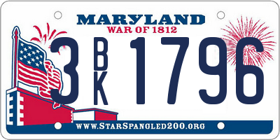 MD license plate 3BK1796