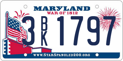 MD license plate 3BK1797