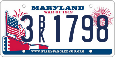 MD license plate 3BK1798