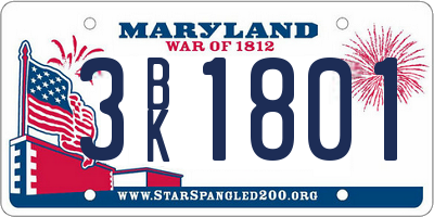 MD license plate 3BK1801