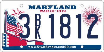 MD license plate 3BK1812