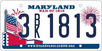 MD license plate 3BK1813