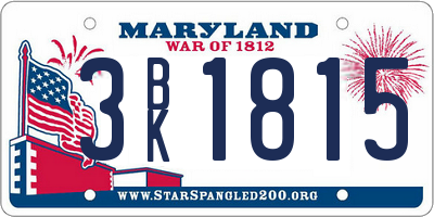 MD license plate 3BK1815