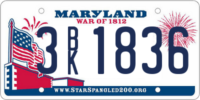 MD license plate 3BK1836