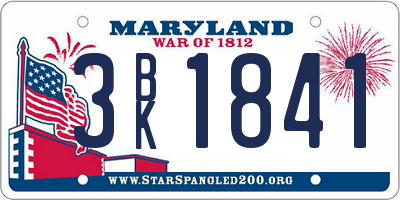 MD license plate 3BK1841