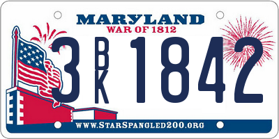 MD license plate 3BK1842
