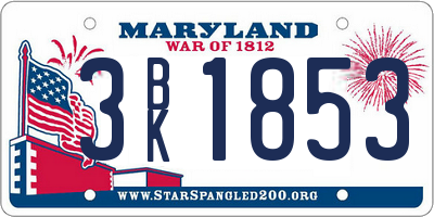 MD license plate 3BK1853