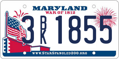 MD license plate 3BK1855
