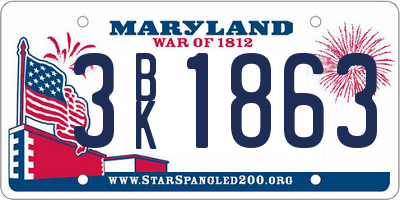 MD license plate 3BK1863