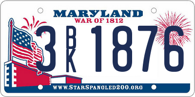 MD license plate 3BK1876