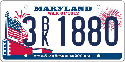 MD license plate 3BK1880