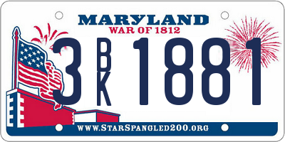 MD license plate 3BK1881