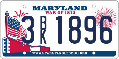 MD license plate 3BK1896