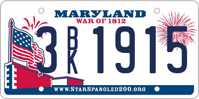 MD license plate 3BK1915