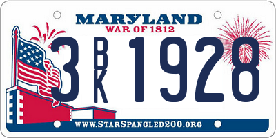 MD license plate 3BK1928