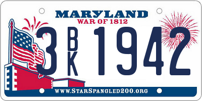MD license plate 3BK1942