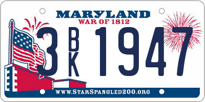 MD license plate 3BK1947