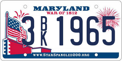 MD license plate 3BK1965