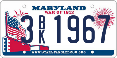 MD license plate 3BK1967